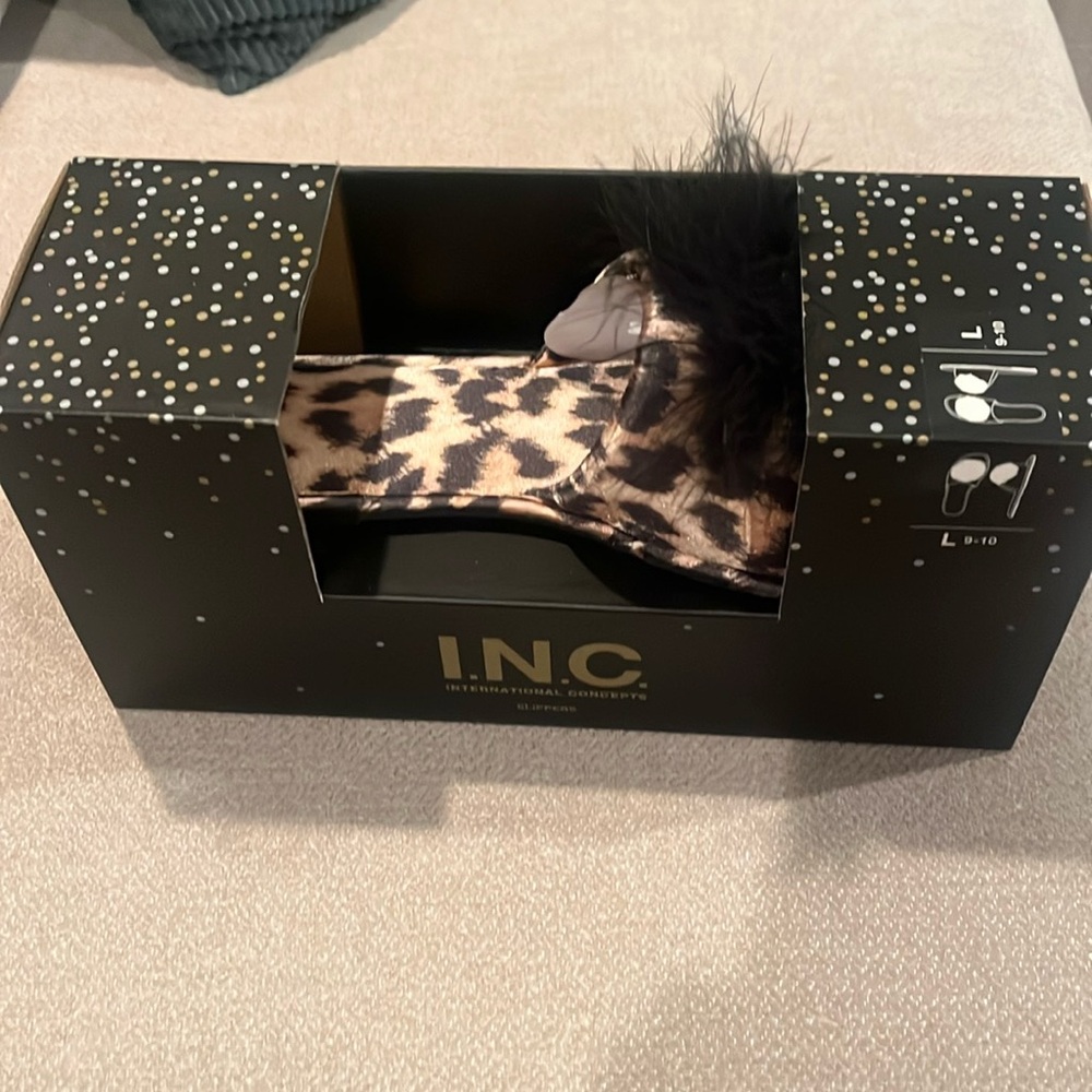 INC International Concepts Leopard Print Slippers